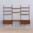 Modular teak wall unit with cabinets and home office desk space PS Sorensen Cadovius shelving system Denmark s