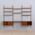 Modular teak wall unit with cabinets and home office desk space PS Sorensen Cadovius shelving system Denmark s