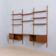 Modular teak wall unit with cabinets and home office desk space PS Sorensen Cadovius shelving system Denmark s