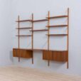 Modular teak wall unit with cabinets and home office desk space PS Sorensen Cadovius shelving system Denmark s