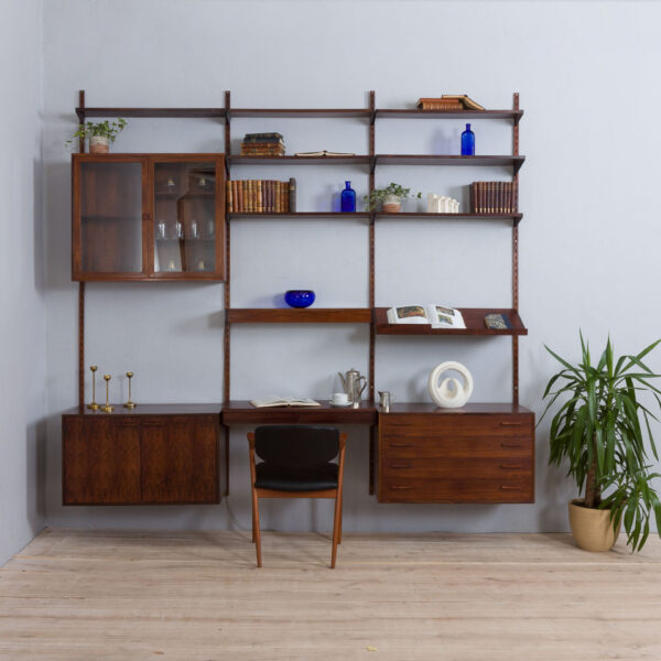 Kristiansen  bay rosewood wall unit with desk  scaled