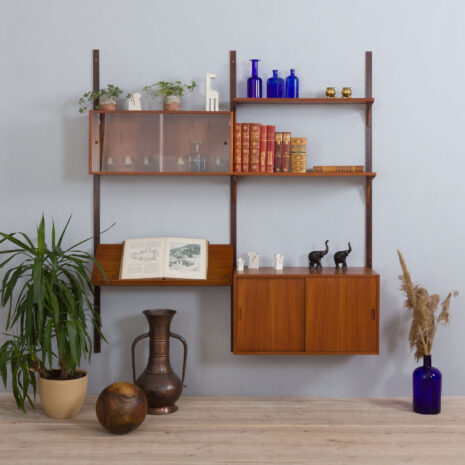 22039 Modular teak wal unit shelving system with 2 cabinets and exposition shelf by Thygesen and Sorensen for Hansen _ Guldborg-1 Modular teak wal unit shelving system with cabinets and exposition shelf by Thygesen and Sorensen for Hansen Guldborg scaled