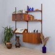 Modular teak wal unit shelving system with cabinets and exposition shelf by Thygesen and Sorensen for Hansen Guldborg
