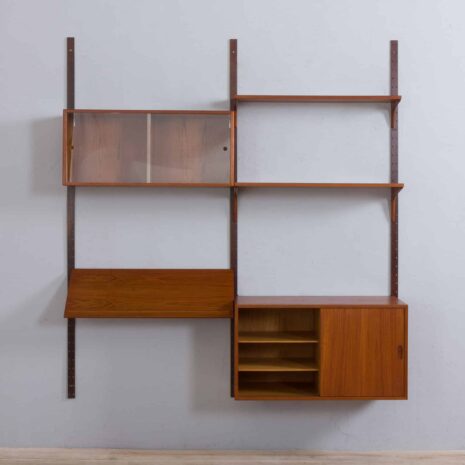 22039 Modular teak wal unit shelving system with 2 cabinets and exposition shelf by Thygesen and Sorensen for Hansen _ Guldborg-4 Modular teak wal unit shelving system with cabinets and exposition shelf by Thygesen and Sorensen for Hansen Guldborg