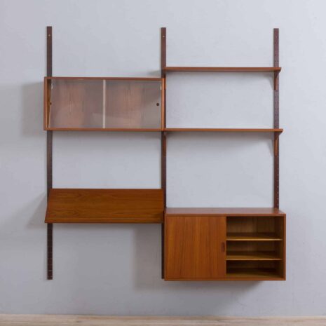 22039 Modular teak wal unit shelving system with 2 cabinets and exposition shelf by Thygesen and Sorensen for Hansen _ Guldborg-5 Modular teak wal unit shelving system with cabinets and exposition shelf by Thygesen and Sorensen for Hansen Guldborg
