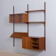 Modular teak wal unit shelving system with cabinets and exposition shelf by Thygesen and Sorensen for Hansen Guldborg