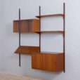 Modular teak wal unit shelving system with cabinets and exposition shelf by Thygesen and Sorensen for Hansen Guldborg