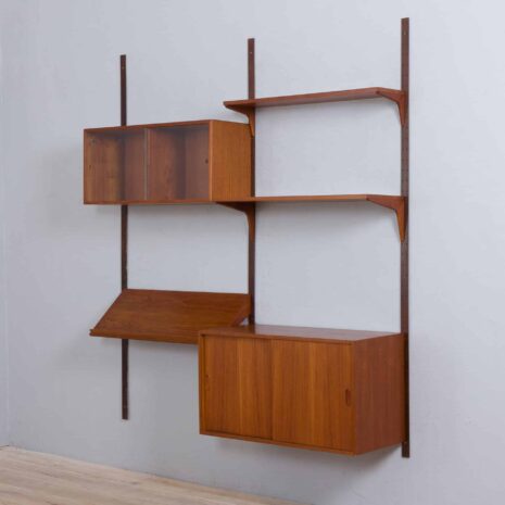 22039 Modular teak wal unit shelving system with 2 cabinets and exposition shelf by Thygesen and Sorensen for Hansen _ Guldborg-7 Modular teak wal unit shelving system with cabinets and exposition shelf by Thygesen and Sorensen for Hansen Guldborg