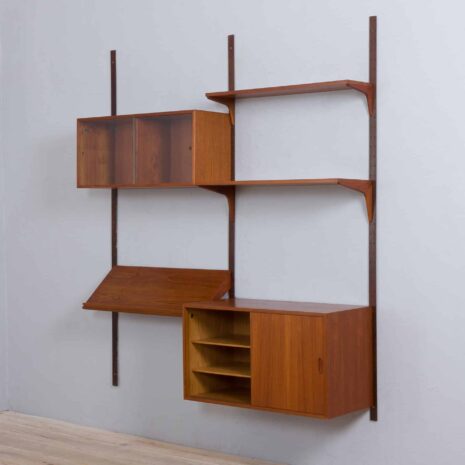 22039 Modular teak wal unit shelving system with 2 cabinets and exposition shelf by Thygesen and Sorensen for Hansen _ Guldborg-8 Modular teak wal unit shelving system with cabinets and exposition shelf by Thygesen and Sorensen for Hansen Guldborg