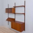 Modular teak wal unit shelving system with cabinets and exposition shelf by Thygesen and Sorensen for Hansen Guldborg