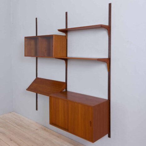 22039 Modular teak wal unit shelving system with 2 cabinets and exposition shelf by Thygesen and Sorensen for Hansen _ Guldborg-9 Modular teak wal unit shelving system with cabinets and exposition shelf by Thygesen and Sorensen for Hansen Guldborg