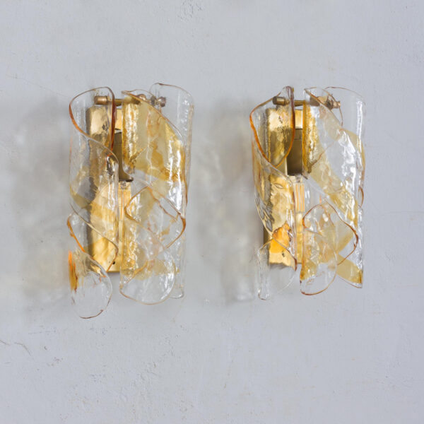 pair of amber sconces italian murano glass wall lamps s  scaled