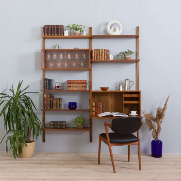 Cadovius Royal Cado teak wall unit with a secretary desk and  modular shelves Denmark s