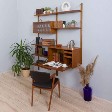 Cadovius Royal Cado teak wall unit with a secretary desk and  modular shelves Denmark s