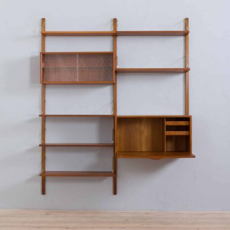 22056 Cadovius Royal Cado teak wall unit with a secretary desk and 6 modular shelves, Denmark 1960s-5 Cadovius Royal Cado teak wall unit with a secretary desk and modular shelves Denmark s