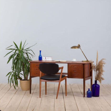 22060 Danish teak freestanding desk with 6 drawers, 1960s-2 Danish teak freestanding desk with drawers s scaled
