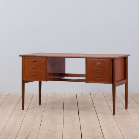 22060 Danish teak freestanding desk with 6 drawers, 1960s-3 Danish teak freestanding desk with drawers s scaled
