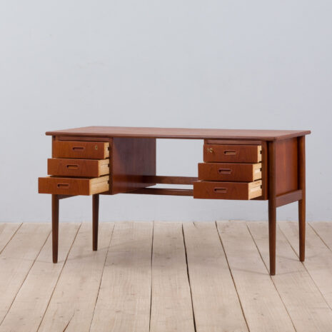 22060 Danish teak freestanding desk with 6 drawers, 1960s-4 Danish teak freestanding desk with drawers s scaled