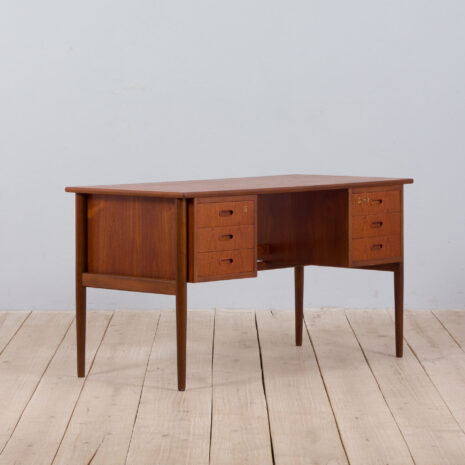 22060 Danish teak freestanding desk with 6 drawers, 1960s-6 Danish teak freestanding desk with drawers s scaled