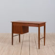 Vintage Danish teak vanity desk with a hidden mirror and drawers s scaled