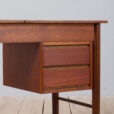 Vintage Danish teak vanity desk with a hidden mirror and drawers s scaled