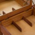 Vintage Danish teak vanity desk with a hidden mirror and drawers s scaled