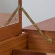 Vintage Danish teak vanity desk with a hidden mirror and drawers s scaled