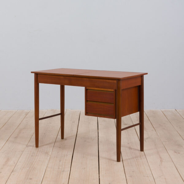 Vintage Danish teak vanity desk with a hidden mirror and  drawers s  scaled