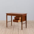 Vintage Danish teak vanity desk with a hidden mirror and drawers s scaled