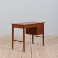 Vintage Danish teak vanity desk with a hidden mirror and drawers s scaled
