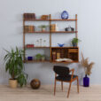 Teak Royal Cado wall unit with a secretary desk and modular shelves by P