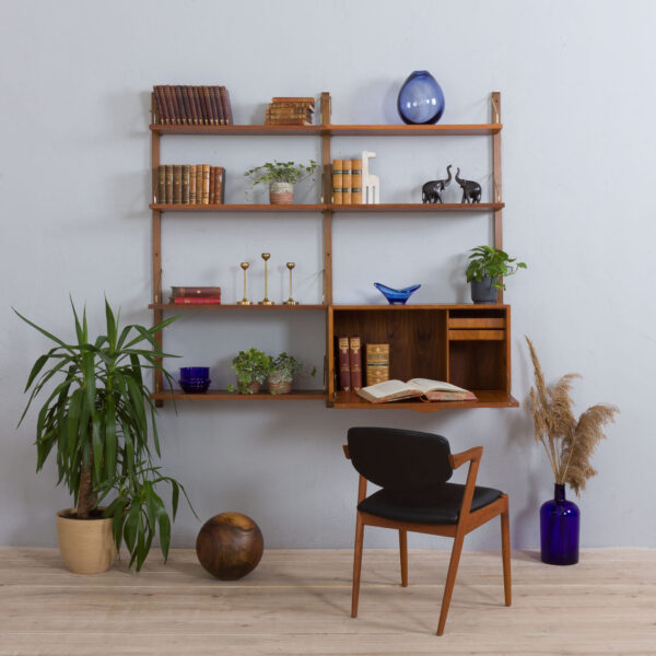 Teak Royal Cado wall unit with a secretary desk and  modular shelves by P