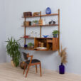 Teak Royal Cado wall unit with a secretary desk and modular shelves by P