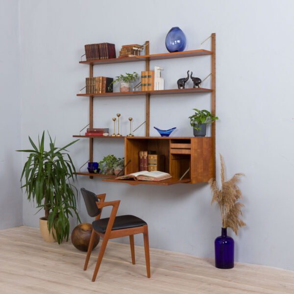 Teak Royal Cado wall unit with a secretary desk and  modular shelves by P