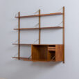 Teak Royal Cado wall unit with a secretary desk and modular shelves by P