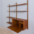Teak Royal Cado wall unit with a secretary desk and modular shelves by P