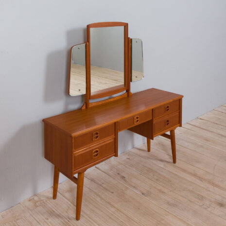 22073 Norwegian dressing table with a mirror, teak vanity with 5 drawers - -10 Norwegian dressing table with a mirror teak vanity with drawers scaled