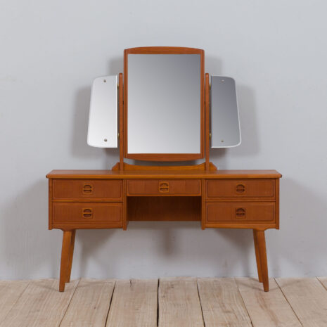 22073 Norwegian dressing table with a mirror, teak vanity with 5 drawers - -4 Norwegian dressing table with a mirror teak vanity with drawers scaled