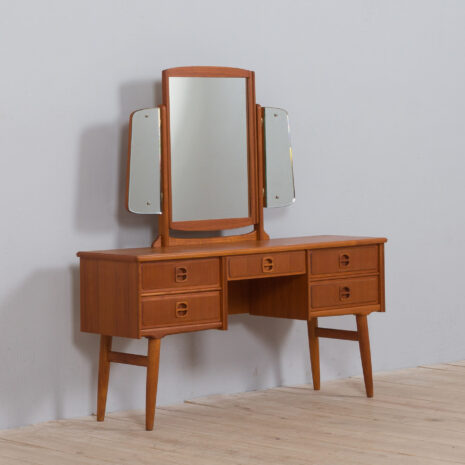 22073 Norwegian dressing table with a mirror, teak vanity with 5 drawers - -6 Norwegian dressing table with a mirror teak vanity with drawers scaled