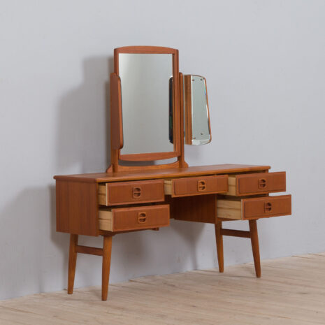 22073 Norwegian dressing table with a mirror, teak vanity with 5 drawers - -7 Norwegian dressing table with a mirror teak vanity with drawers scaled