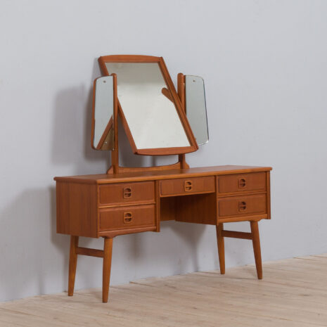22073 Norwegian dressing table with a mirror, teak vanity with 5 drawers - -8 Norwegian dressing table with a mirror teak vanity with drawers scaled