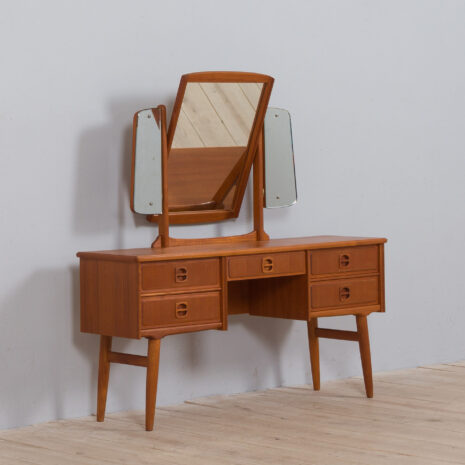 22073 Norwegian dressing table with a mirror, teak vanity with 5 drawers - -9 Norwegian dressing table with a mirror teak vanity with drawers scaled