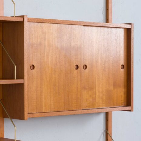 22077 Modular teak wall unit with 2 cabinets and home office desk, PS Sorensen Cadovius shelving system, Denmark 60s-15 Modular teak wall unit with cabinets and home office desk PS Sorensen Cadovius shelving system Denmark s scaled