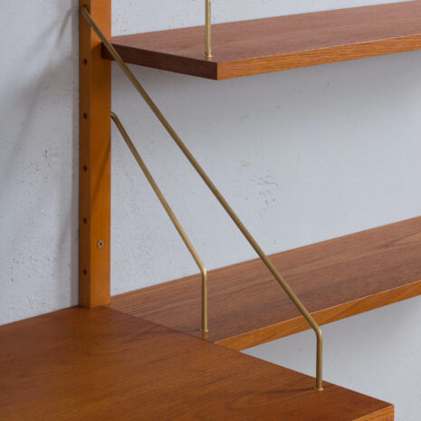 22077 Modular teak wall unit with 2 cabinets and home office desk, PS Sorensen Cadovius shelving system, Denmark 60s-18 Modular teak wall unit with cabinets and home office desk PS Sorensen Cadovius shelving system Denmark s scaled