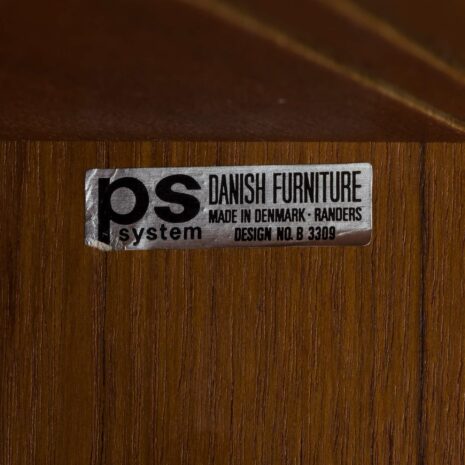 22077 Modular teak wall unit with 2 cabinets and home office desk, PS Sorensen Cadovius shelving system, Denmark 60s-21 Modular teak wall unit with cabinets and home office desk PS Sorensen Cadovius shelving system Denmark s scaled