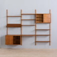 Modular teak wall unit with  cabinets and home office desk PS Sorensen Cadovius shelving system Denmark s  scaled