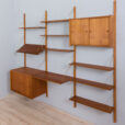 Modular teak wall unit with  cabinets and home office desk PS Sorensen Cadovius shelving system Denmark s  scaled
