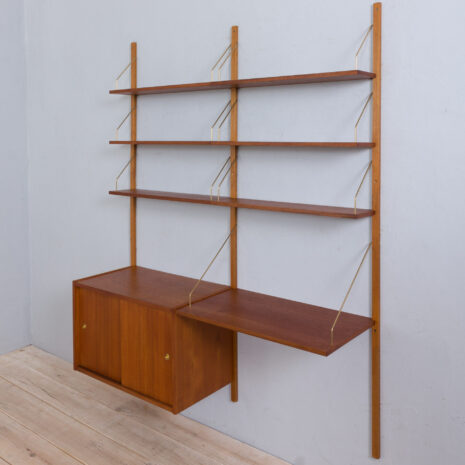 22079.1 Vintage modular teak shelving system with a desk and a cabinet in style of Sorensen Cadovius wall unit, Denmark 1960s-11 VintageRandersmodularteakshelvingsystemwithadesk,SorensenCadoviuswallunit,Denmarks