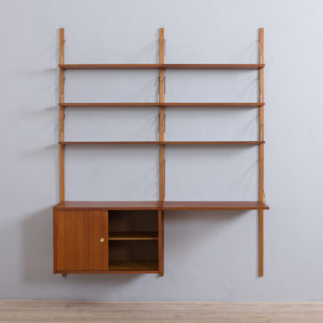 22079.1 Vintage modular teak shelving system with a desk and a cabinet in style of Sorensen Cadovius wall unit, Denmark 1960s-5 VintageRandersmodularteakshelvingsystemwithadesk,SorensenCadoviuswallunit,Denmarks