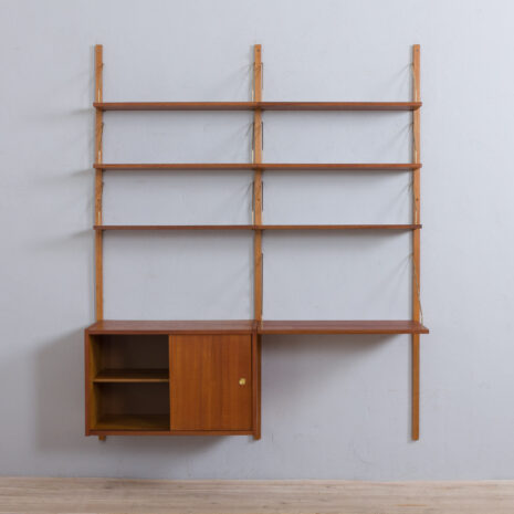 22079.1 Vintage modular teak shelving system with a desk and a cabinet in style of Sorensen Cadovius wall unit, Denmark 1960s-6 VintageRandersmodularteakshelvingsystemwithadesk,SorensenCadoviuswallunit,Denmarks